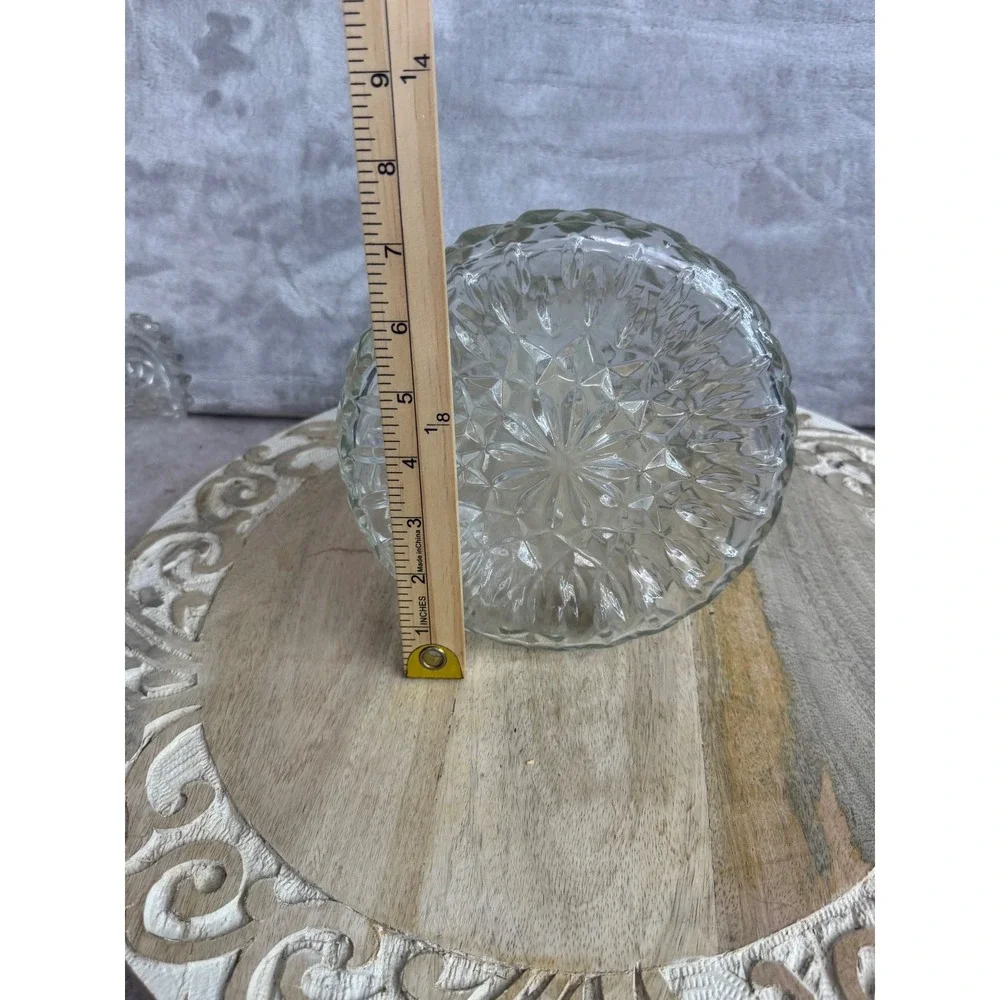 Vintage Diamond Cut Glass Decanter with Faceted Stopper Clear Barware‎ 11 Inch